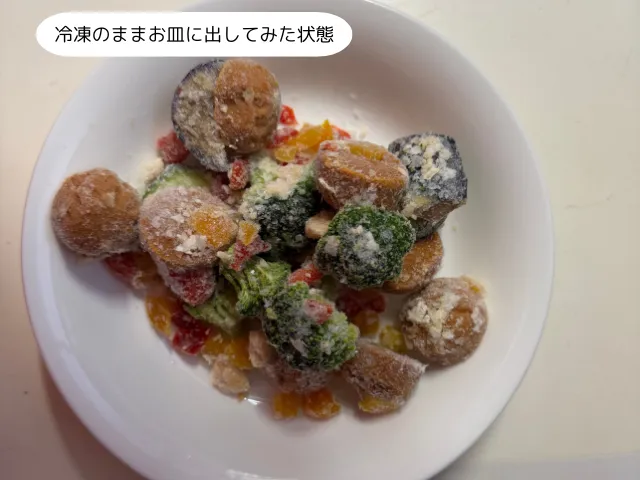 ビスクポタージュを冷凍のままお皿に出してみた状態