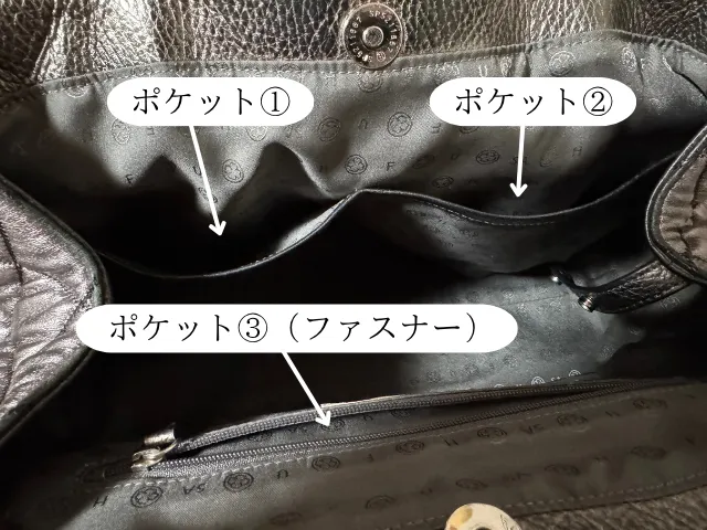 ポケット2個・ファスナー1個