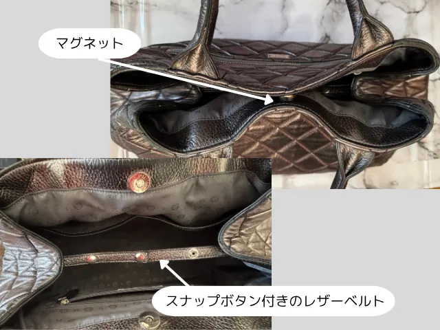 マグネットとスナップボタン付きのレザーベルトの二重仕様