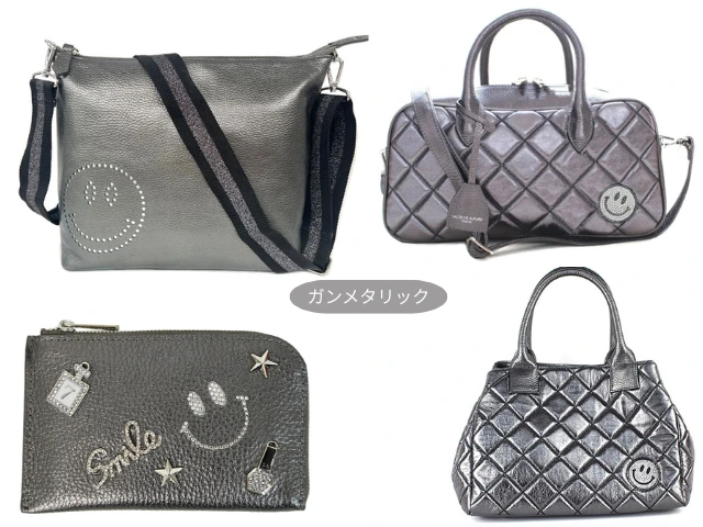 ガンメタリックのバッグや財布の画像