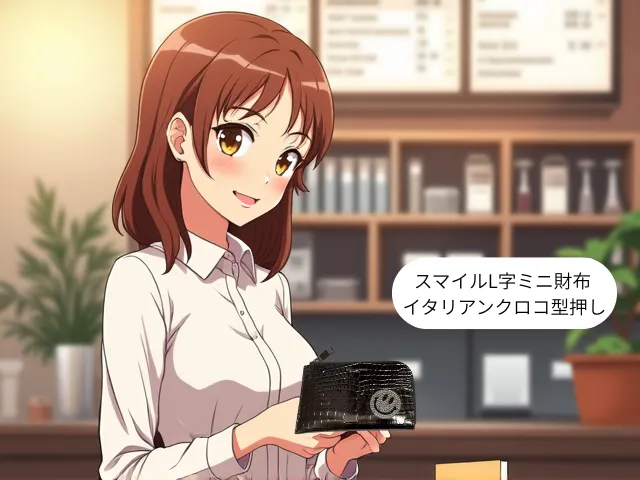 スマイルL字ミニ財布 イタリアンクロコ型押し