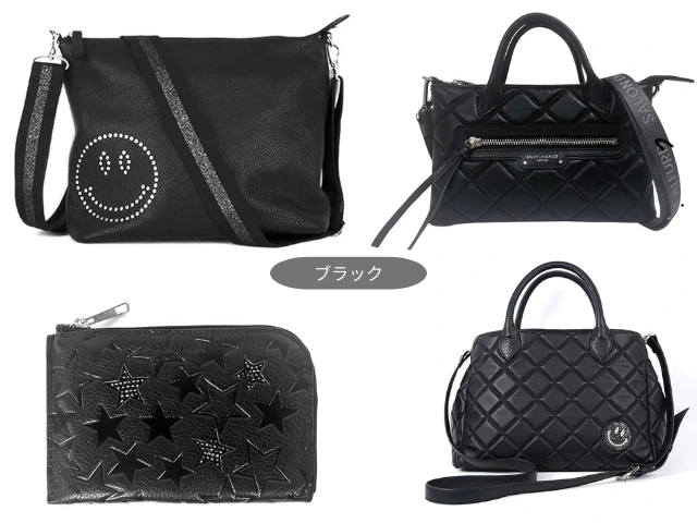 ブラックのカバンや財布の画像