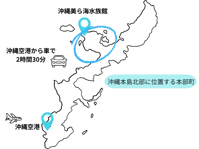 沖縄本島北部に位置する本部町