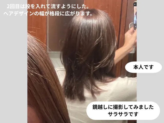 鏡越しに撮影してみました サラサラです