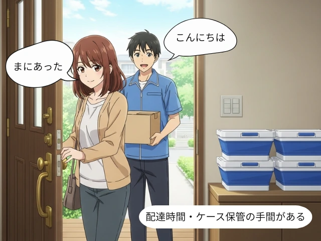 配達時間・ケース保管の手間がある