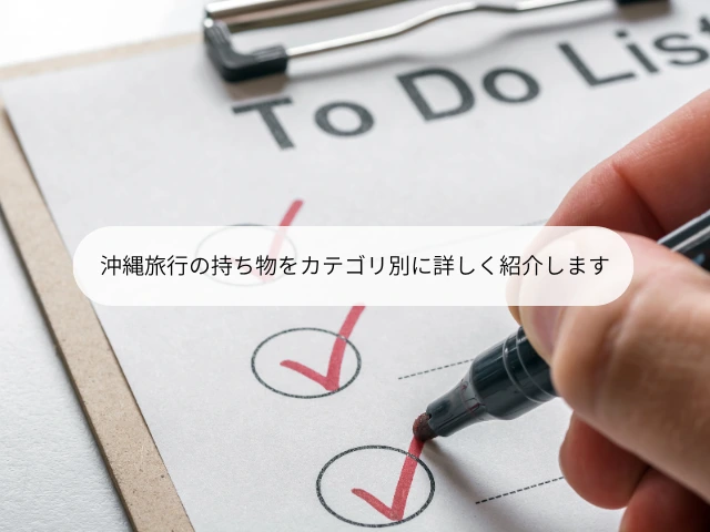 沖縄旅行の持ち物をカテゴリ別に詳しく紹介します