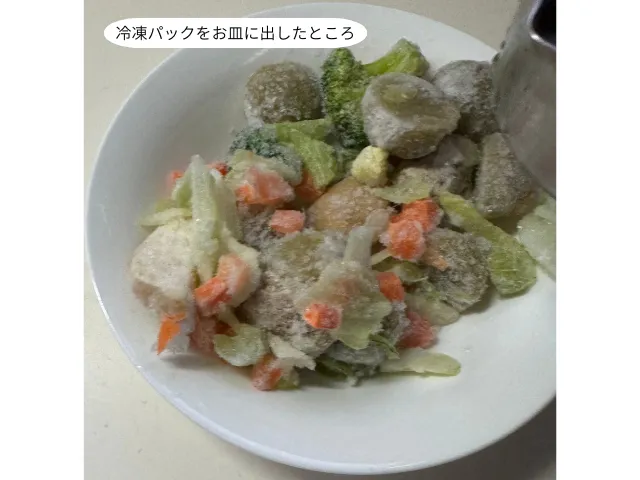 冷凍パックをお皿に出したところ