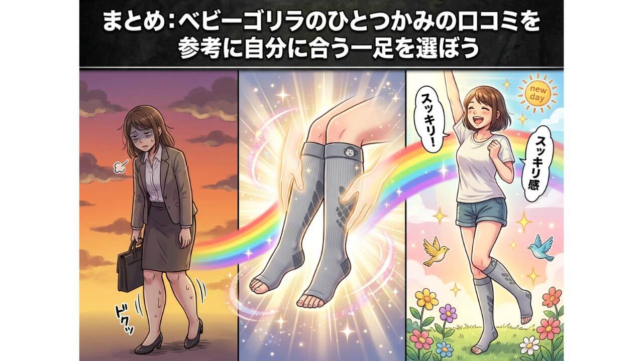 まとめ：ベビーゴリラのひとつかみの口コミを参考に自分に合う一足を選ぼう 