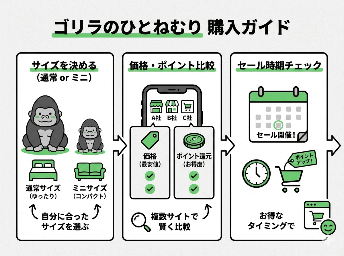 まとめ｜ゴリラのひとねむりはサイズと購入タイミングがポイント