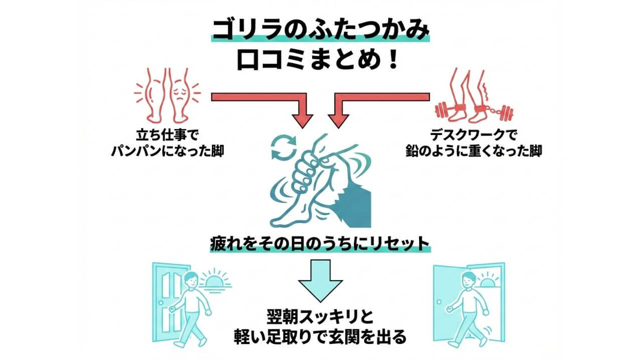 ゴリラのふたつかみの口コミまとめ！コスパ抜群のフットケア家電 