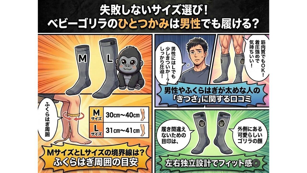失敗しないサイズ選び！ベビーゴリラのひとつかみは男性でも履ける？ 