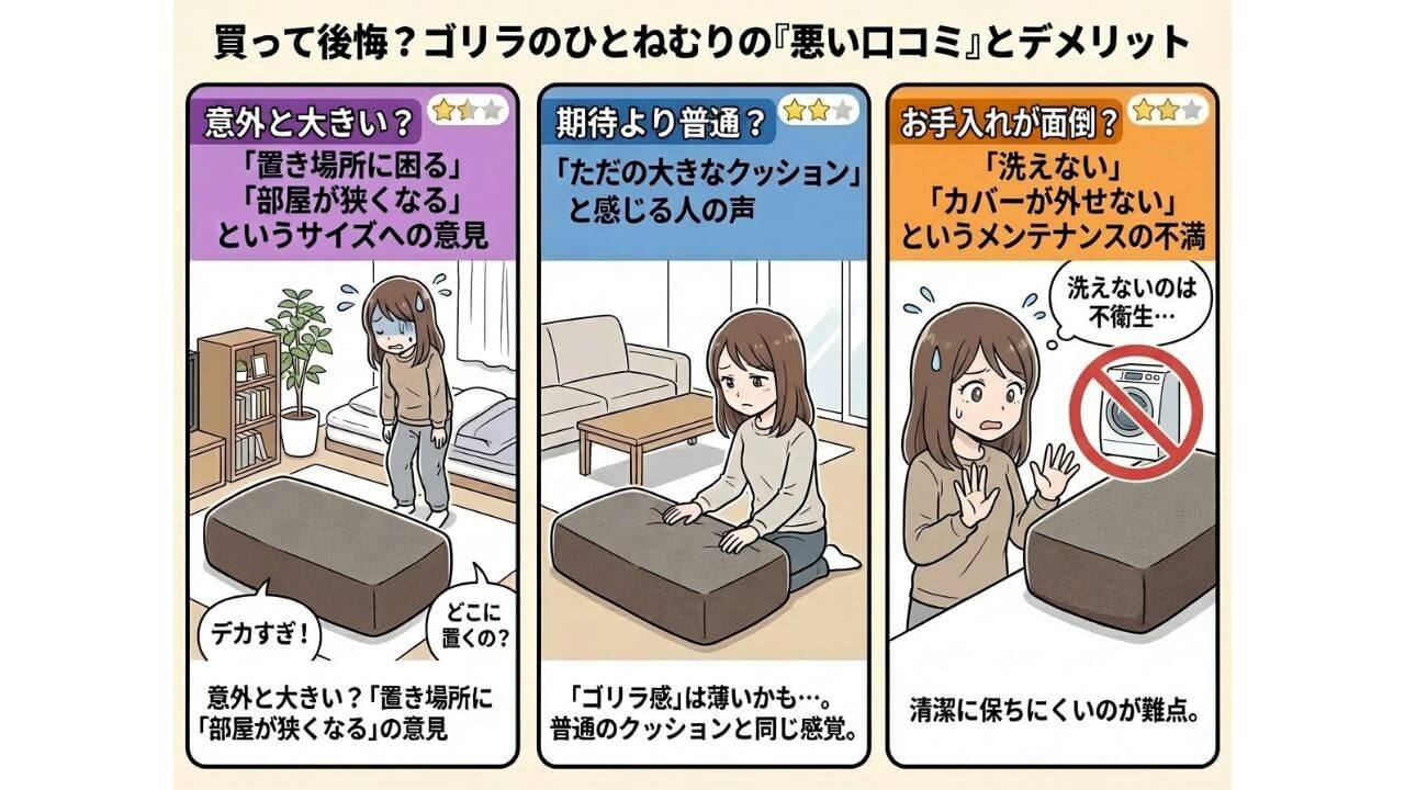 買って後悔？ゴリラのひとねむりの「悪い口コミ」とデメリット 