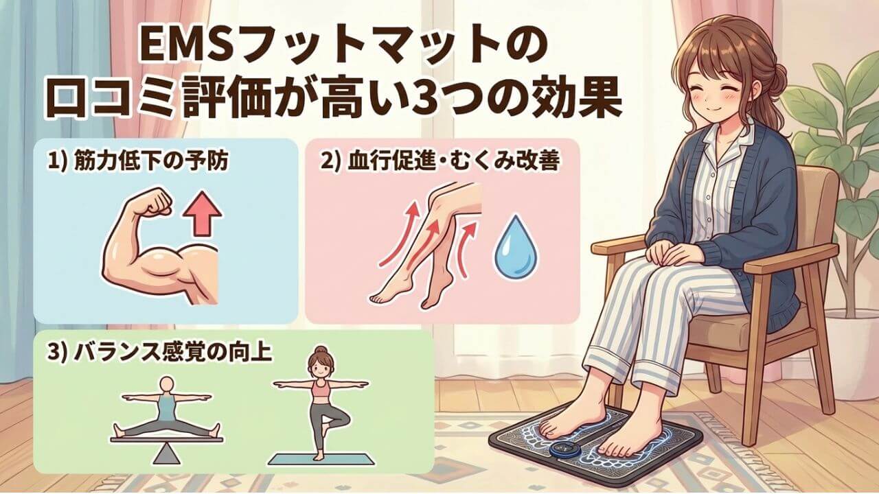 EMSフットマットの口コミ評価が高い3つの効果 