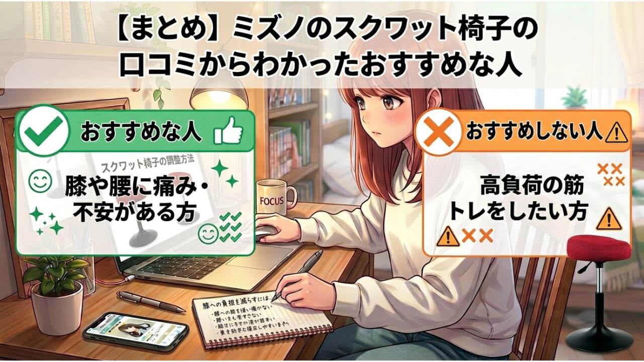 【まとめ】ミズノのスクワット椅子の口コミからわかったおすすめな人 
