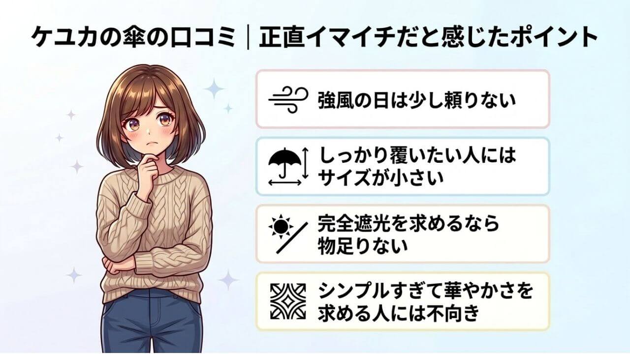 ケユカの傘の口コミ｜正直イマイチだと感じたポイント 