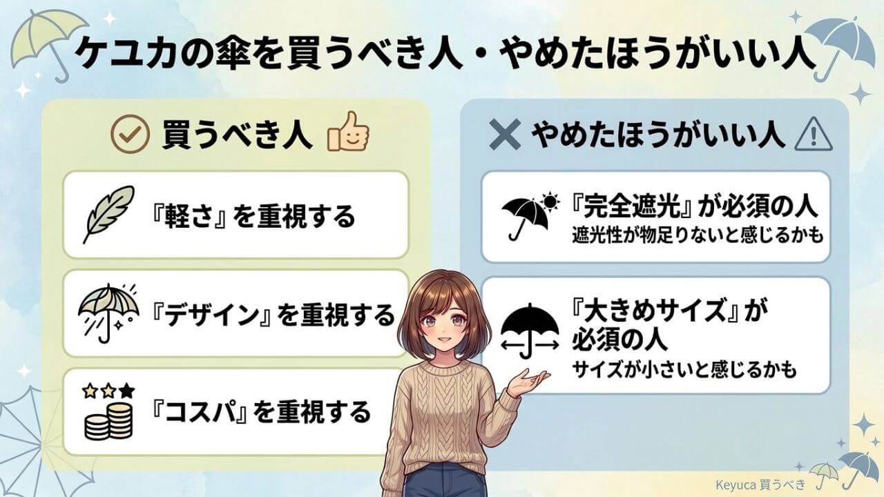 ケユカの傘を買うべき人・やめたほうがいい人 