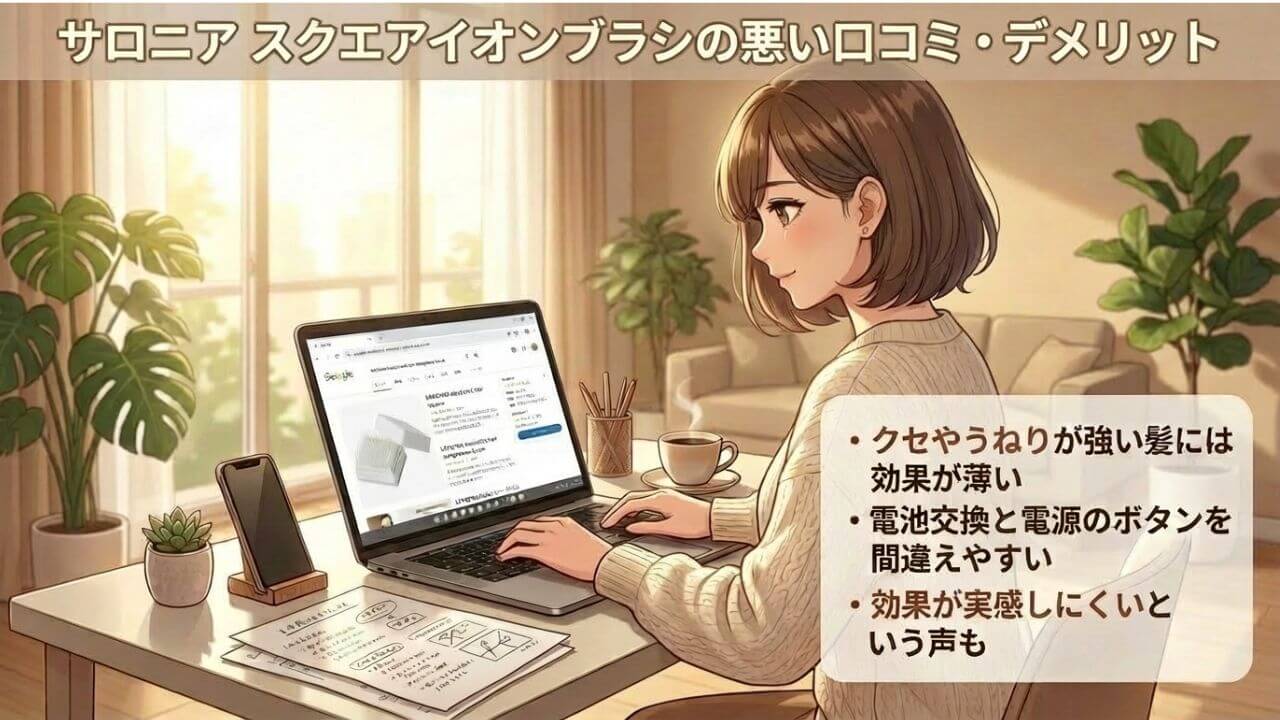 サロニア スクエアイオンブラシの悪い口コミ・デメリット 