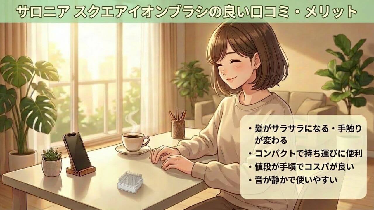 サロニア スクエアイオンブラシの良い口コミ・メリット 