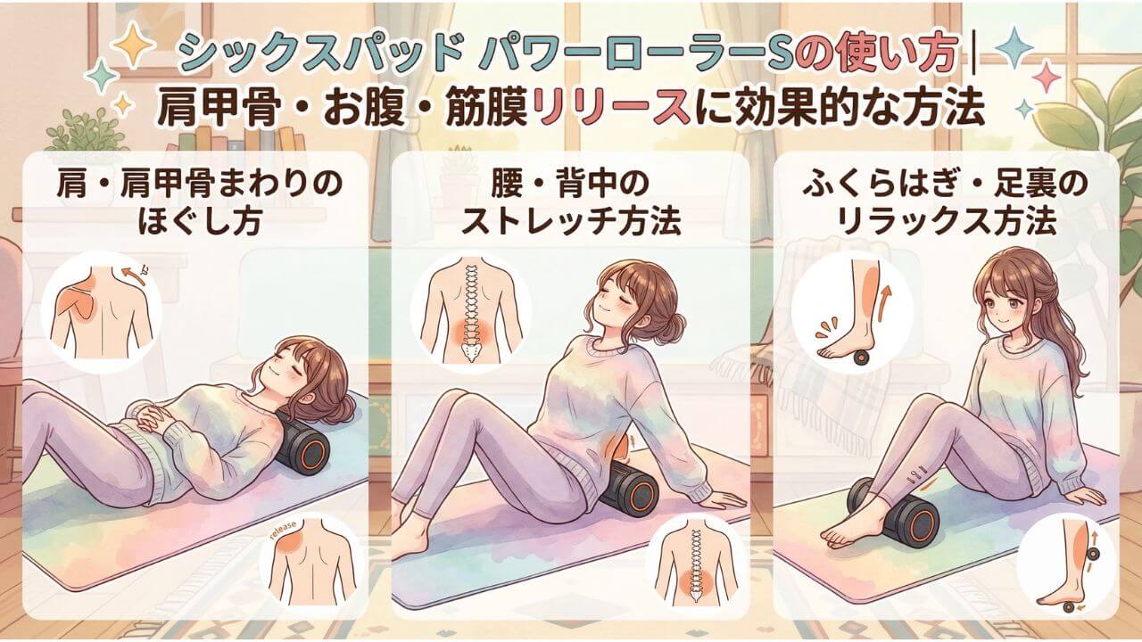シックスパッド パワーローラーSの使い方｜肩甲骨・お腹・筋膜リリースに効果的な方法 