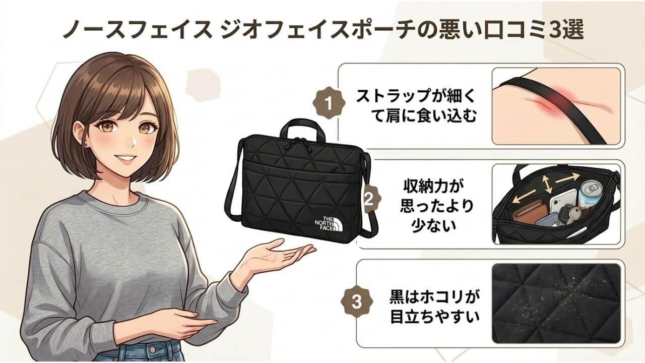 ノースフェイス ジオフェイスポーチの悪い口コミ3選 