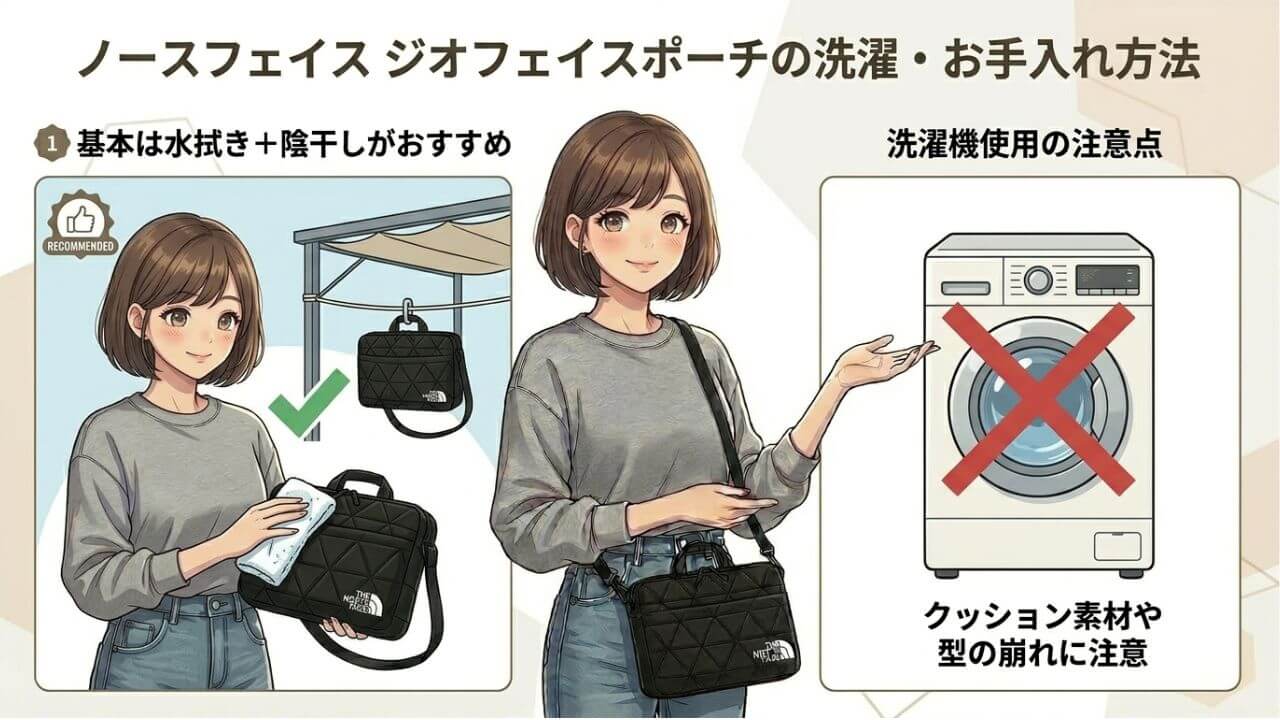 ノースフェイス ジオフェイスポーチの洗濯・お手入れ方法 