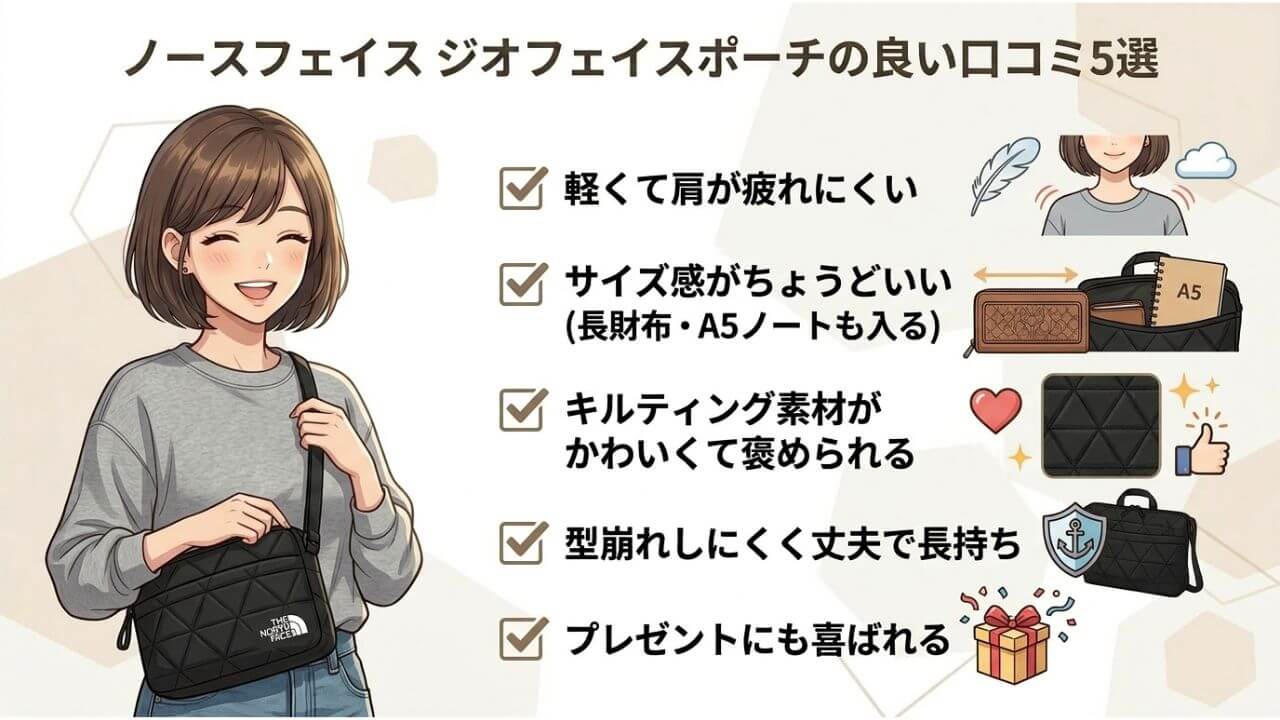 ノースフェイス ジオフェイスポーチの良い口コミ5選 