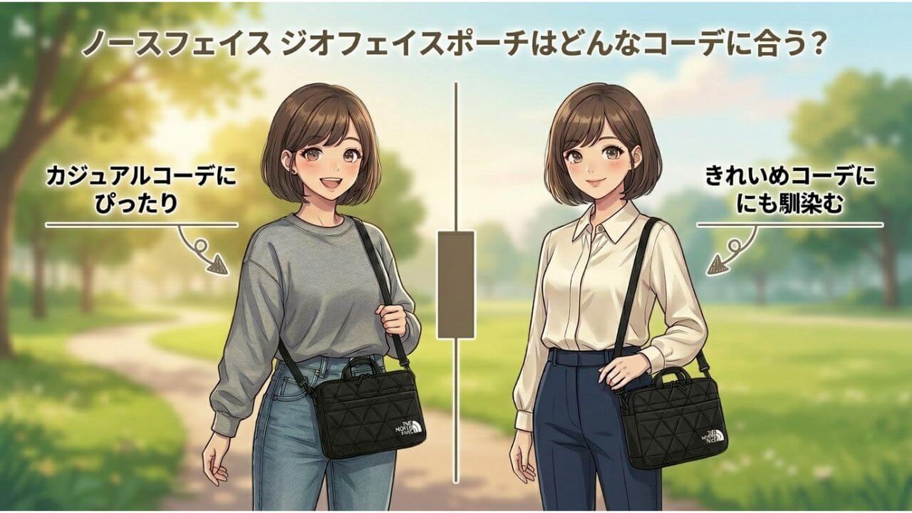 ノースフェイス ジオフェイスポーチはどんなコーデに合う？ 