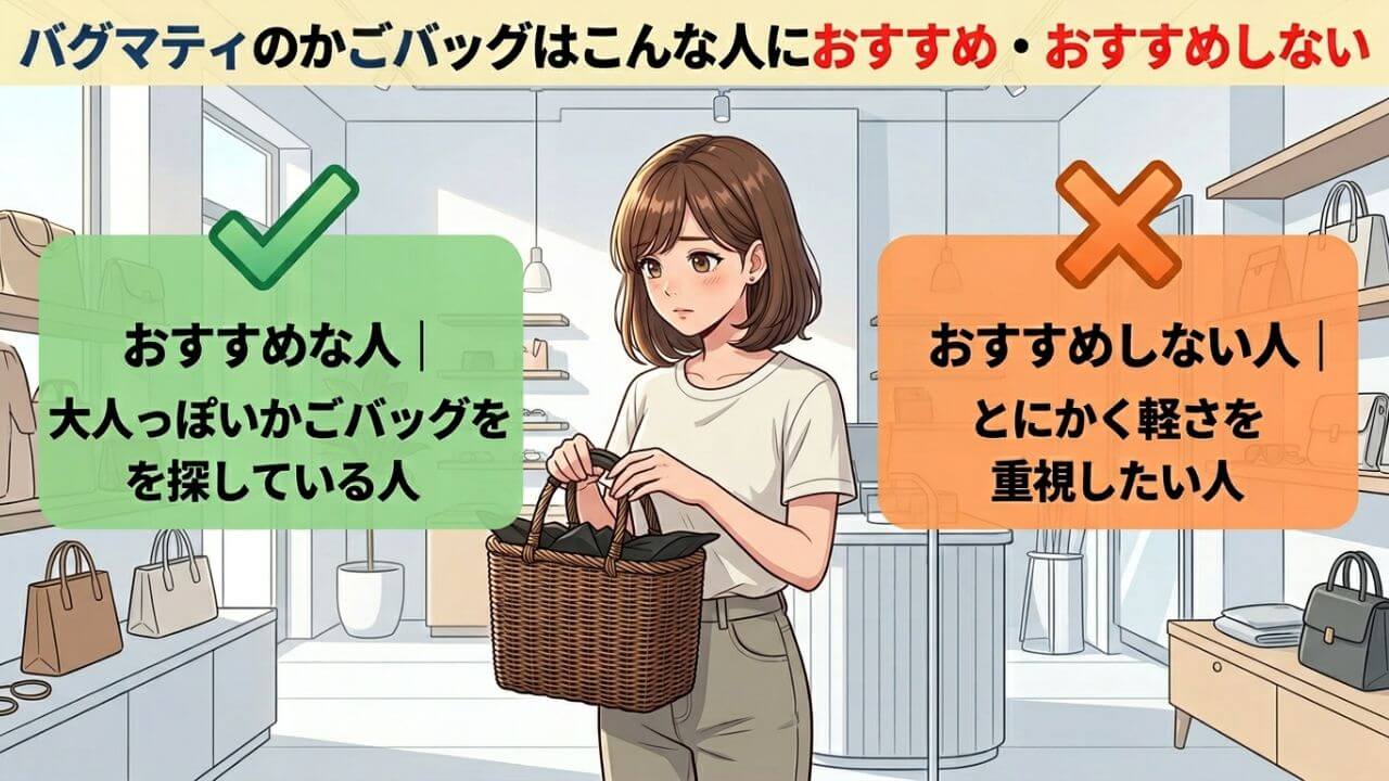 バグマティのかごバッグはこんな人におすすめ・おすすめしない