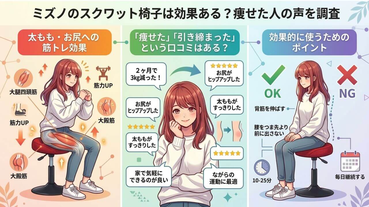 ミズノのスクワット椅子は効果ある？痩せた人の声を調査 