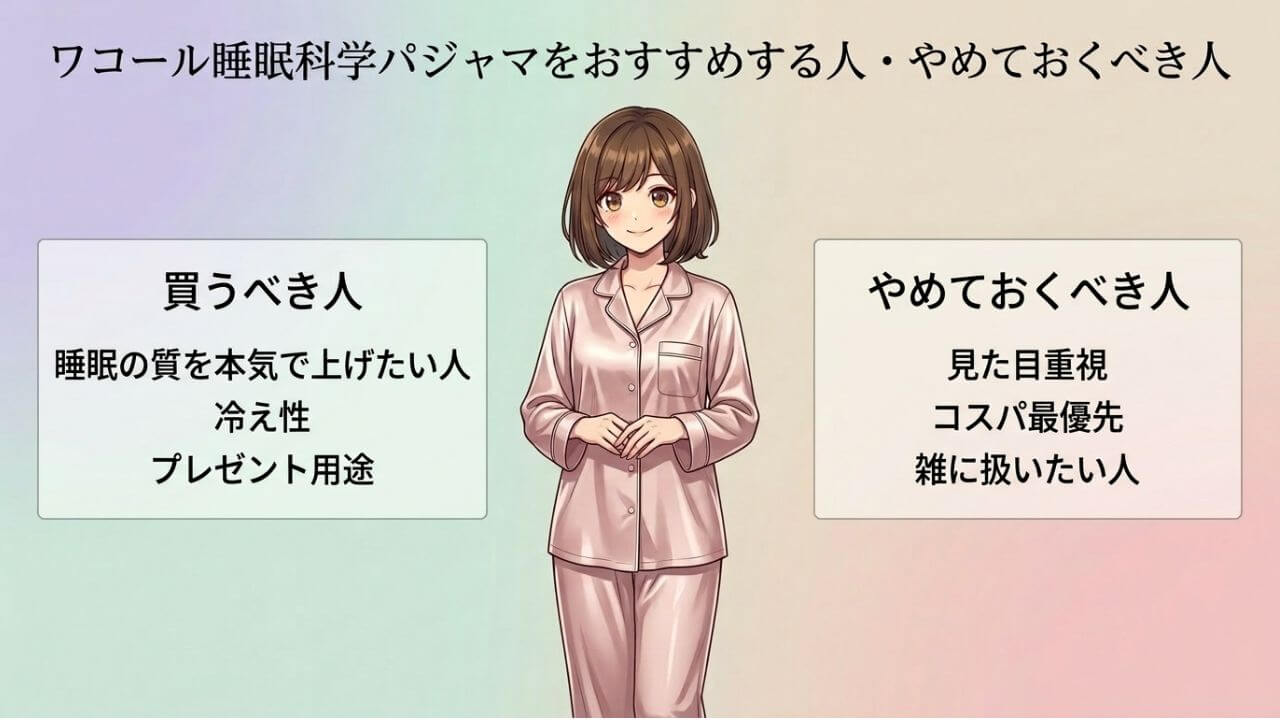 ワコール睡眠科学パジャマをおすすめする人・やめておくべき人 