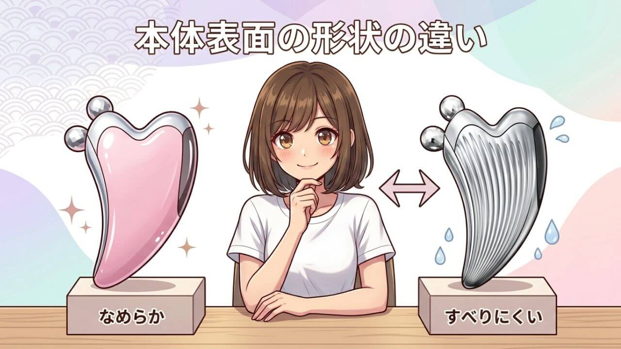 本体表面の形状の違い 