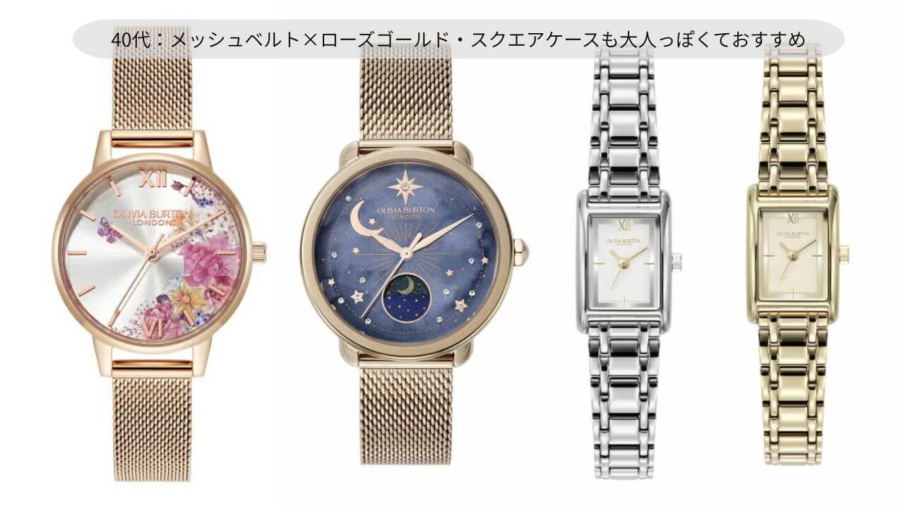 40代：メッシュベルト×ローズゴールド・スクエアケースの画像