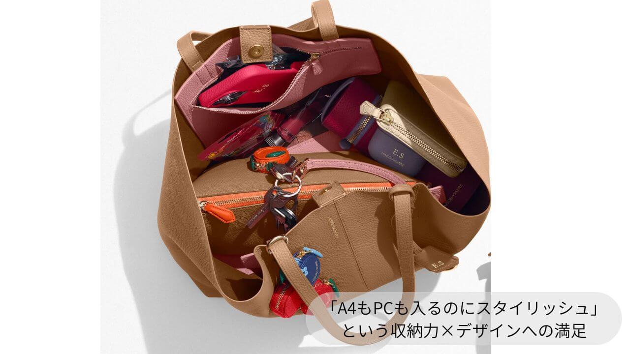 「A4もPCも入るのにスタイリッシュ」 という収納力×デザインへの満足