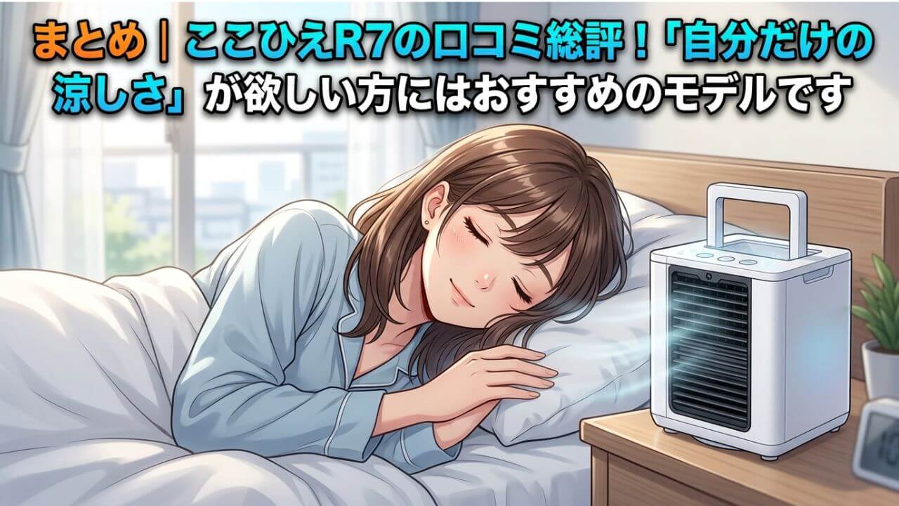 まとめ｜ここひえR7の口コミ総評！「自分だけの涼しさ」が欲しい方にはおすすめのモデルです 