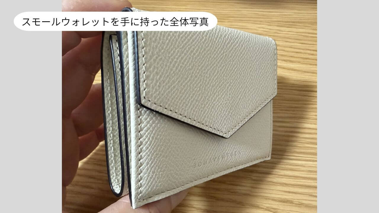 スモールウォレットを手に持った全体写真