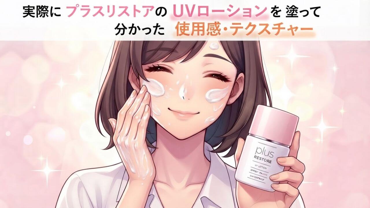 【写真あり】プラスリストア 日焼け止めUVローションの使用感・テクスチャーを検証