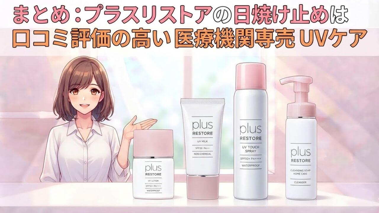 まとめ：プラスリストアの日焼け止めは口コミ評価の高い医療機関専売UVケア
